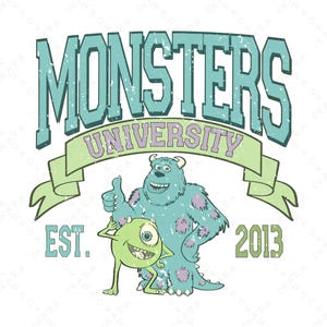 Retro Monsters University EST. 2013 Design for Shirt - Tote Bag - Mug - Tumbler - Hoodie, Monsters Inc Svg, Monsters University Svg
