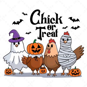 Chick or Treat Cute Chicken Halloween Design for Shirt - Mug - Tumbler - Etc. Halloween Svg, Halloween Png, Digital Halloween File