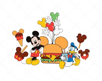 Mickey Mouse Disney Snacks SVG - Donald Duck Theme Park Food PNG - Family Vacation Shirt Design - Magical Summer Trip Cut File