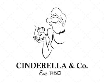 Cinderella & Co SVG - Princess Line Art Cut File - DIY Magic Trip Family Shirt Design - Theme Park Vacation Clipart for Cricut