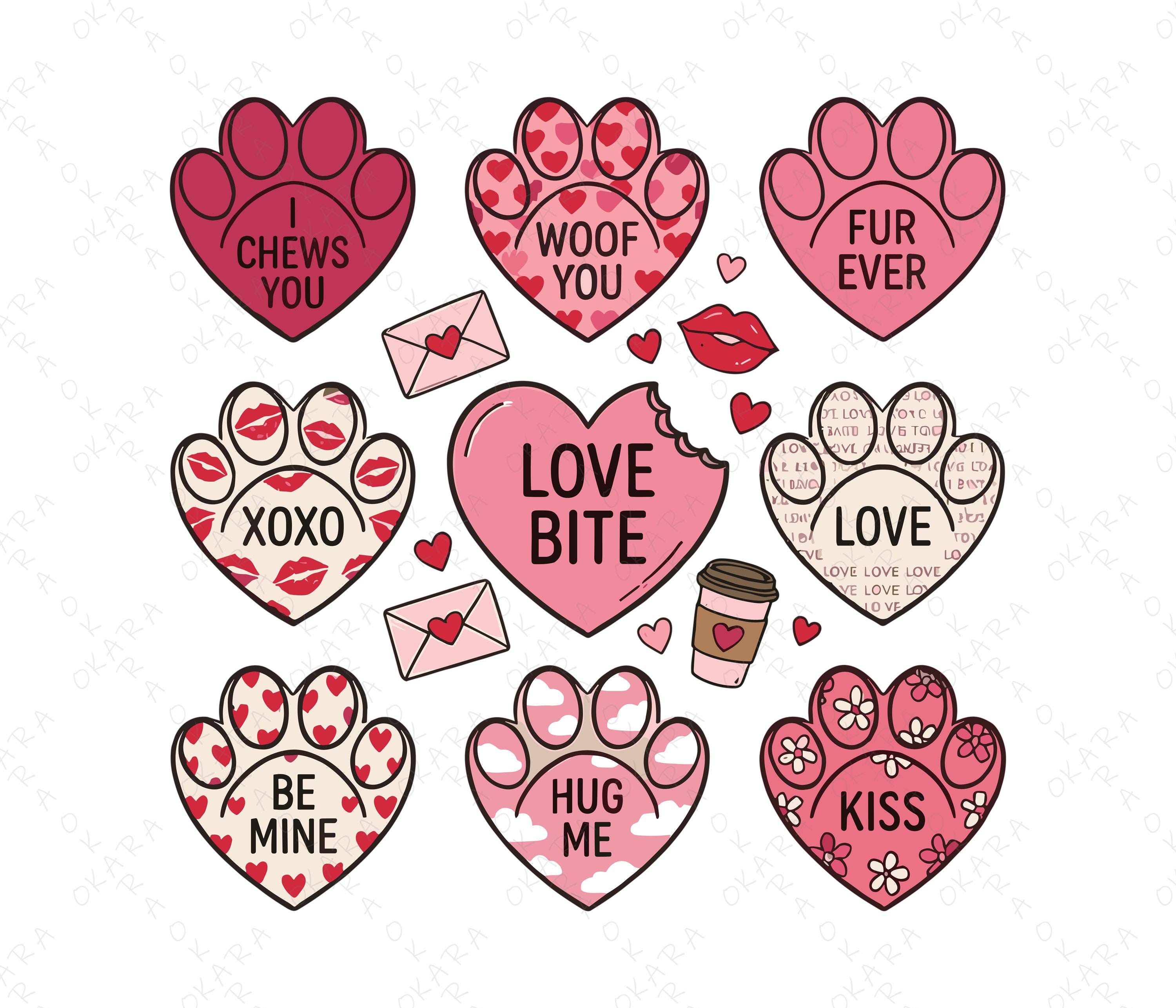 Dog Paw Valentine Svg Bundle | Funny Puppy Love Puns | Heart Paw