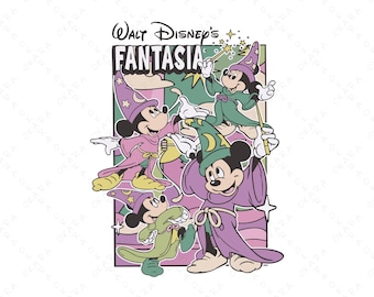 Sorcerer Mickey SVG - Fantasia PNG Digital Download - Wizard Mouse Clipart for Cricut - Magic Apprentice Vector - Retro Cartoon Shirt Design