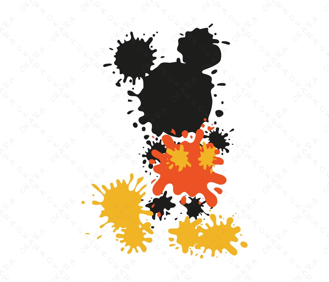 Splashed Mouse Paint Splatter Mouse SVG | Messy Ears Silhouette PNG | Cut File for ...