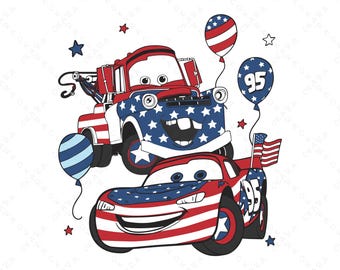 Cars 4th of July Design – Patriotic SVG PNG Digital File