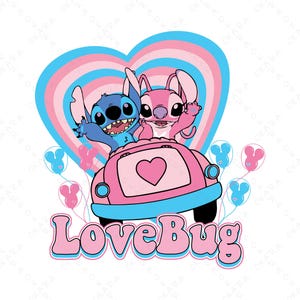 Diseño de camiseta de pareja de bichos enamorados / Regalo de San Valentín con puntada y ángel a juego / Descarga digital para sudaderas, tazas y bolsos / Arte imprimible