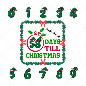 Weihnachts-Countdown mit Zahlen, Weihnachts-Countdown-Svg, Weihnachtsgeschenk, Tage bis Weihnachten Design, Digitaler Weihnachts-Countdown-Kalender