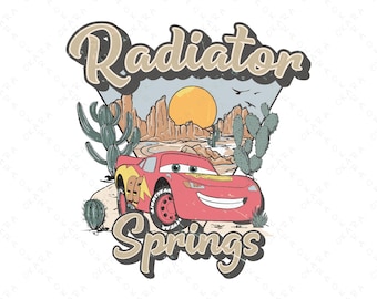 Radiator Springs Retro SVG - Lightning McQueen PNG - Cricut Sublimation Shirt Design - Boys Birthday Party