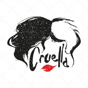 Cruella SVG - Villain Silhouette PNG | Halloween Shirt Design | Split Hair Bad Girl Cut File | Digital Download for Cricut