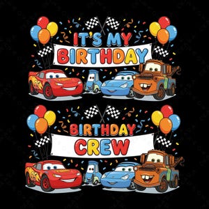 Matching Family Cars Birthday Shirts | It's My Birthday & Crew Digital Download | DIY Lightning McQueen T-Shirt Transfer | Instant Print image 10