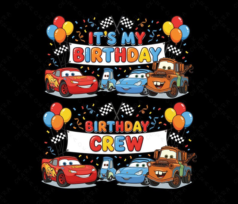 Matching Family Cars Birthday Shirts | It's My Birthday & Crew Digital Download | DIY Lightning McQueen T-Shirt Transfer | Instant Print image 10