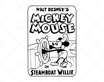 Steamboat Willie SVG - Vintage Cartoon Mouse PNG - Cricut Cut File - Retro Theme Park Trip Shirt Design - Classic 1928 Animation Art