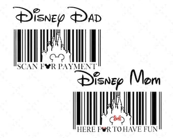 Projekt koszulki Disney Dad and Mom, Disney Dad SVG, Disney Mom SVG, Koszulka Disney Trip, Koszulka zeskanowana w celu dokonania płatności, Koszulka Here For Have Fun