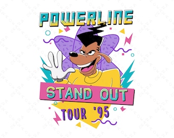 Powerline Stand Out Tour 95 SVG - 90s Cartoon Concert Tee Design - Goofy Movie Retro Clipart - Digital PNG File for Cricut