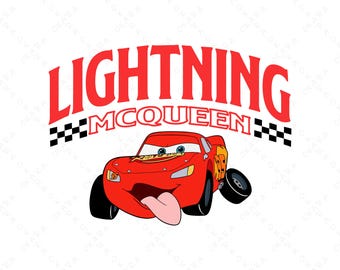 Lightning McQueen SVG - Race Car PNG for Sublimation - Funny Cartoon Car Digital Download - Retro 95 Racing Design for Kids Shirt DIY