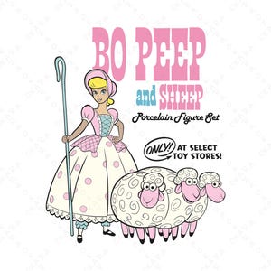 Bo Peep e la pecora SVG - Toy Story vintage PNG - File di taglio della pastorella per Cricut - Decorazioni per il compleanno delle bambine - Design per magliette del parco a tema