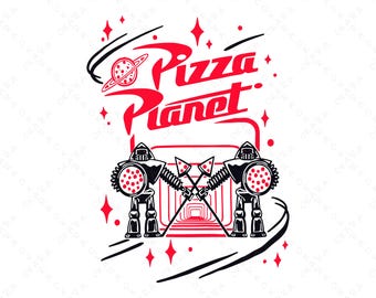 Toy Story Pizza Planet SVG - Robot Guardians PNG - Rymdpizzadesign för Cricut, sublimering | Animationsfilm fan art, nostalgisk DIY-present