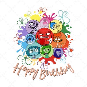 Inside Out Birthday Design for Shirt - Birthday Cake - Tumbler - Mug, Inside Out Svg, Inside Out 2 Birthday Svg, Disney Birthday Design