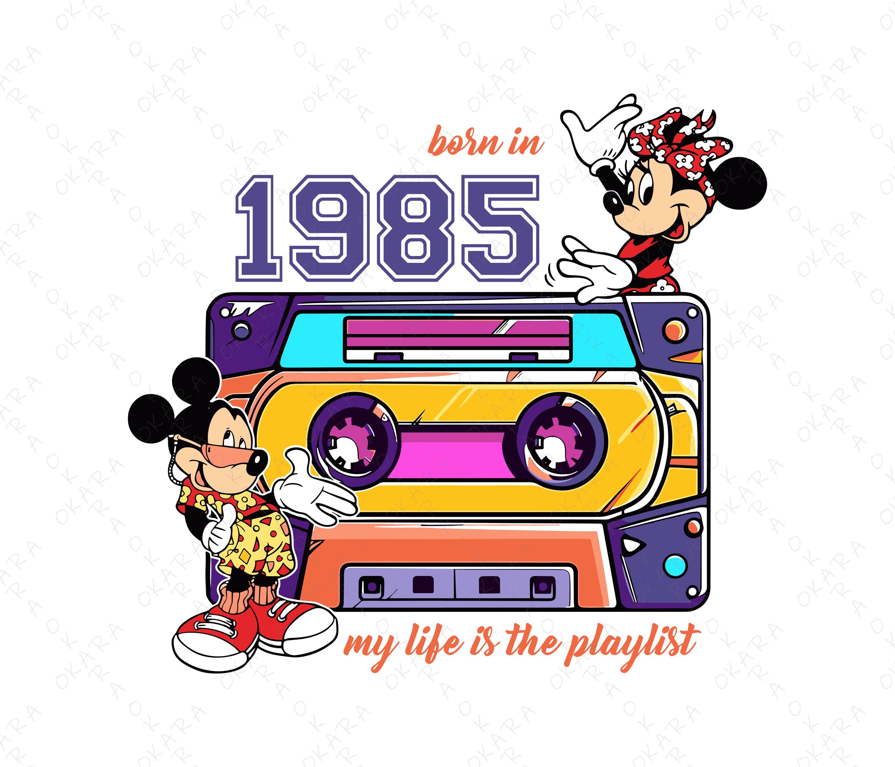 Retro Mickey Minnie 1985 SVG | Vintage Cassette Tape PNG for 40th