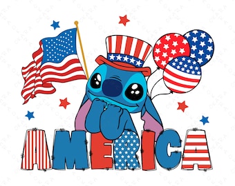 Stitch 4th of July SVG | Patriotic Disney PNG | Uncle Sam Stitch Cut File | America Independence Day Shirt Design | Cricut Sublimation