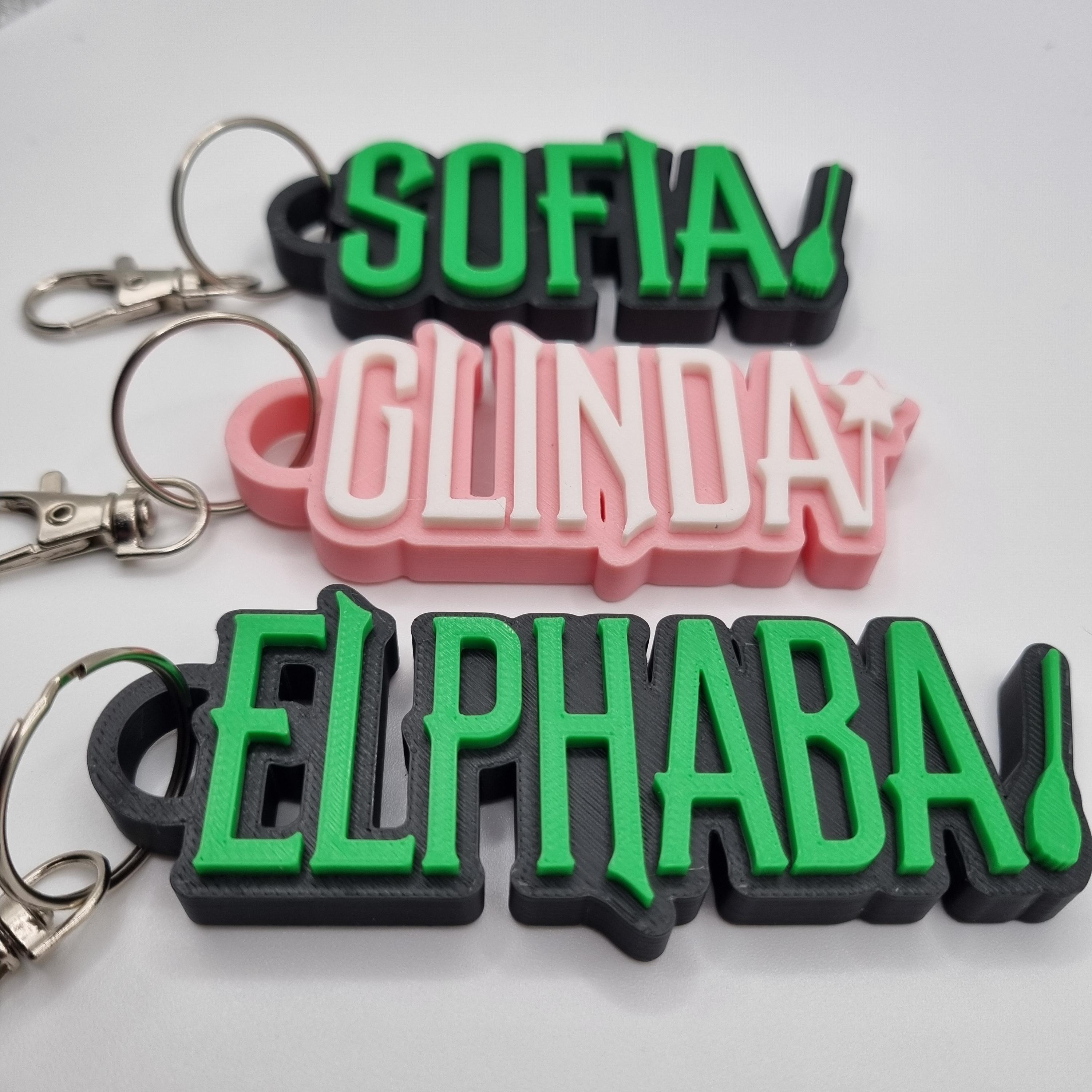 Personalised Wicked Style 3D Name Sign Keyring, Custom Name Keychain, Wicked Witches Keychain