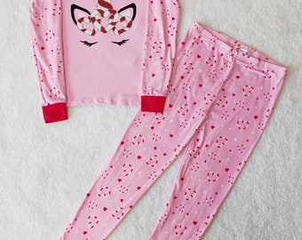 Christmas girls tight fit Pajama sets Unicorn on Sale size 10