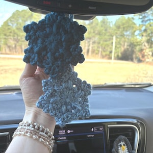 Crochet Snowflake Car Charm Christmas Rearview Mirror Ornament Cute Gift For Her Car Holiday Car Decor Brrrr Basket Idea
