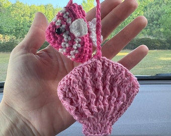 Crochet Seashell Car Charm Coastal Rearview Mirror Accessory Gift Idea For Beach Lover Cute Summer Car Decor