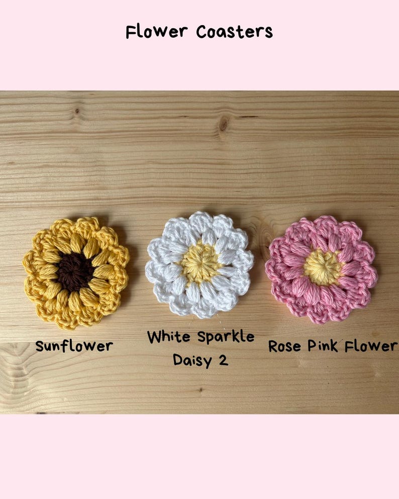 Crochet Car Coasters Set of 2 Cotton Cup Holder Inserts Cute Car Accessories For Women Car Decor Gift Ideas image 3