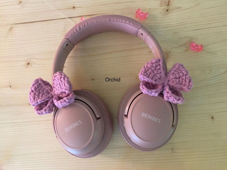 Headphone Accessories Cute Crochet Bows For Headphone Gaming Accessories Set of 2 Coquette Headset Decoration Gift For Gamer image 8