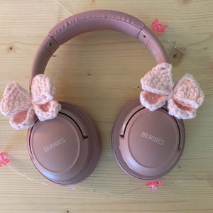 Crochet Bow Headphone Accessory: Coquette Gaming Headset Decor - Set of 2 Headphone Charms Gift Idea for Gamer