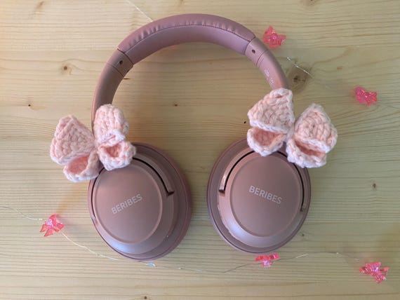 Headphone Accessories Cute Crochet Bows For Headphone Gaming Accessories Set of 2 Coquette Headset Decoration Gift For Gamer