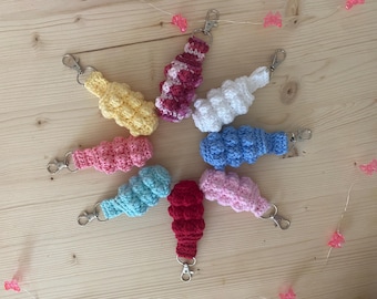 Crochet Chapstick Holder Keychain Lip Balm Bag Charm Gift Idea Nurses, Students, Teachers Cute Gift Basket Stuffer 100% Cotton Purse Charm