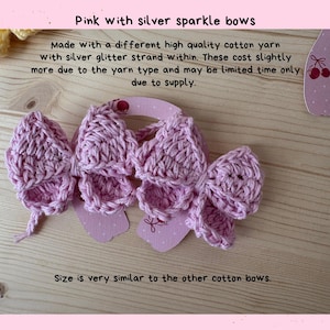 Headphone Accessories Cute Crochet Bows For Headphone Gaming Accessories Set of 2 Coquette Headset Decoration Gift For Gamer Pink Silver Glitter