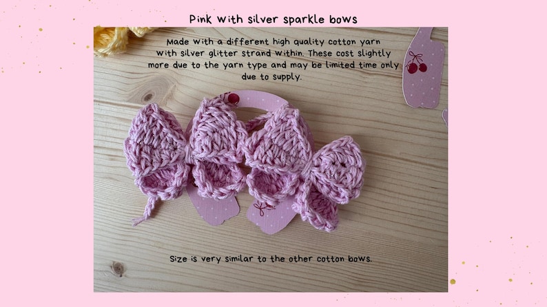 Headphone Accessories Cute Crochet Bows For Headphone Gaming Accessories Set of 2 Coquette Headset Decoration Gift For Gamer Pink Silver Glitter