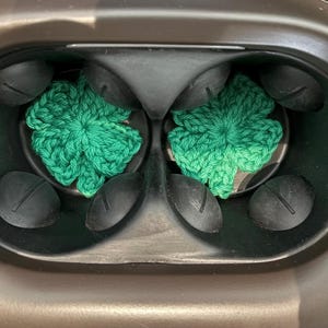 Posavasos de trébol de cuatro hojas para coche, decoración de trébol, amuleto de buena suerte, insertos para portavasos 100 % algodón
