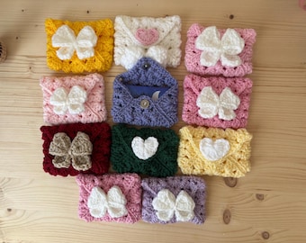 Crochet Gift Card Holder Women Money Holder Cute Bow Gift Card Sleeve Gift For Her Birthday Love Letter Gift Idea For Her