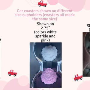 Crochet Car Coasters Set of 2 Cotton Cup Holder Inserts Cute Car Accessories For Women Car Decor Gift Ideas image 11