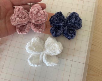 Bow Keychain Charm Crochet Bow Cute Bag Accessory Plush Purse Charm Bookbag Gift For Girls Under 10