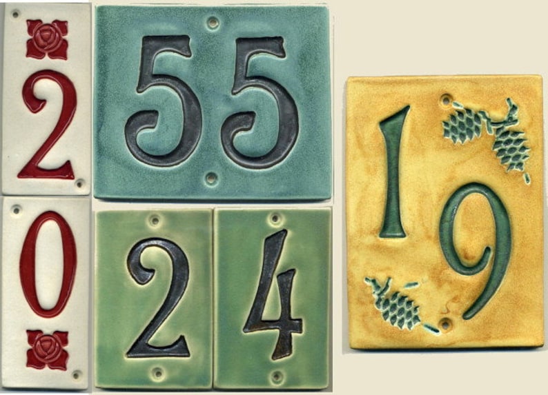 Handcrafted Twodigit Ceramic House Number Tile Address Plaque Etsy