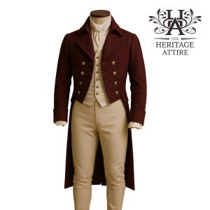 Men&#39;s Custom Made Burgundy REGENCY TAILCOAT | Victorian Vintage Tailcoat | 19th Century Historical Tailcoat