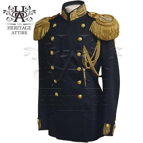 Black Military Uniform | Army Officer's Tunic Jacket With Epaulettes - Etsy  Finland