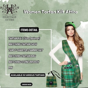 6 STUKS | Kiltoutfit Ierse Schotse ruit dames | Tartan kiltkleding dames | Kilt-jurk voor meisjes van The Heritage Attire