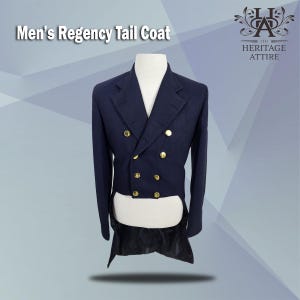 Men&#39;s Custom Made REGENCY TAILCOAT | Victorian Vintage Tailcoat | British Regency Fashion Jacket | 19th Century Historical Tailcoat