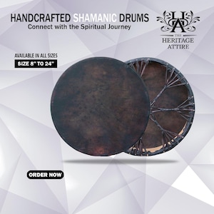 Shamanic Drum Made of Solid Wood With Black Calf Skin With Bag And Beater– Handcrafted Ceremonial Power| Sacred Sound for Ceremony & Healing