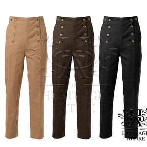 Men&#39;s Custom Made Victorian Pants |Historical Regency Fashion Breeches| 19th Century Vintage High Waist Fall Front Trousers