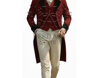 Men's Custom Made Regency Tailcoat | Victorian Vintage Costume | British Regency Fashion Jacket | 19th Century Historical Outfit