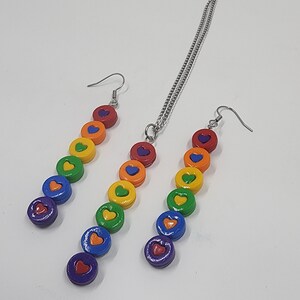 Rainbow Heart Necklace | Festival jewelry  | Pride accessory | LGBTQ + Necklace| Rainbow Statement Necklace