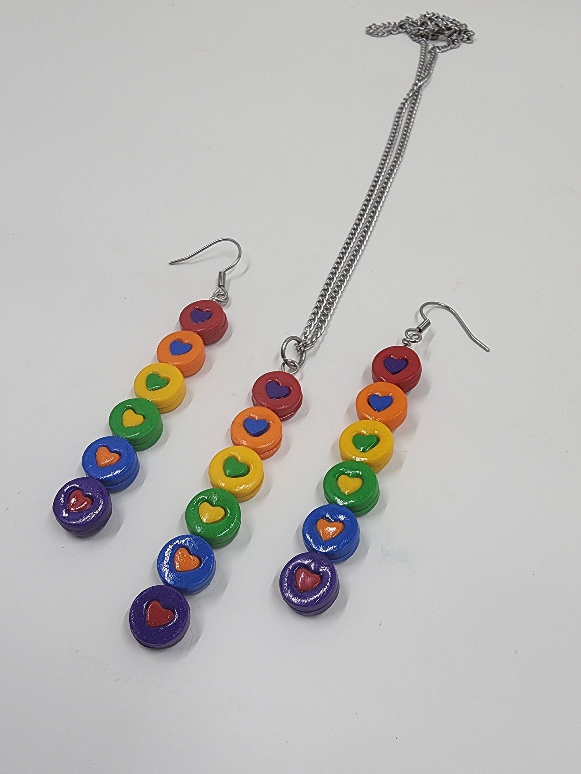 Rainbow Heart Necklace | Festival jewelry  | Pride accessory | LGBTQ + Necklace| Rainbow Statement Necklace