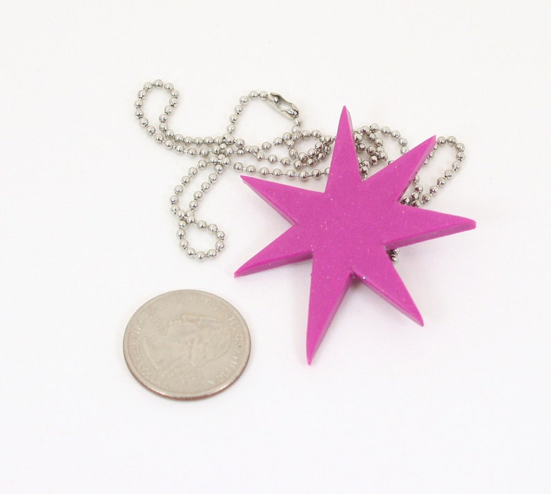Jem and the Holograms Jem Star 2" Necklace - Cosplay Prop - 80's Necklace - Costume - The Misfits - Jem Star Necklace - Jewelry - Cartoon image 3