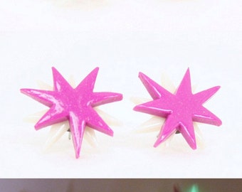 Jem and the Holograms Jem Star Earrings Glow In The Dark - Cosplay Prop - 80&#39;s earring - Costume - The Misfits - Jem Star Earrings - Jewelry